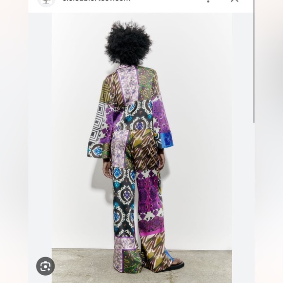 ZARA PATCHWORK BLOUSE WITH KNOT. Size Small. - Picture 3 of 9